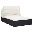 tsilova vidaXL Sonnenliegen 2-Personen-Sonnenliege mit Auflage Poly Rattan Schwarz