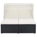 tsilova vidaXL Sonnenliegen 2-Personen-Sonnenliege mit Auflage Poly Rattan Schwarz