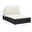 tsilova vidaXL Sonnenliegen 2-Personen-Sonnenliege mit Auflage Poly Rattan Schwarz