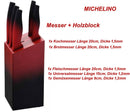 tsilova Hatex Messerset im Messerblock Küchenhelfer 13 tlg Rot/Schwarz MICHELINO Messerblock 6tlg