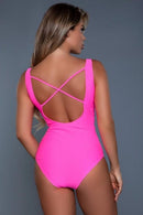 tsilova Tsilova Deutschland Damen Mode Badeanzug Evie mit Schnürung - Neonpink