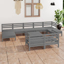 tsilova Tsilova Deutschland Gartenmöbel-Sets 10-tlg. Garten-Lounge-Set Grau Massivholz Kiefer
