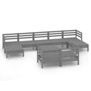 tsilova Tsilova Deutschland Gartenmöbel-Sets 10-tlg. Garten-Lounge-Set Grau Massivholz Kiefer