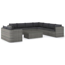 tsilova Tsilova Deutschland Gartenmöbel-Sets 10-tlg. Garten-Lounge-Set mit Kissen Poly Rattan Grau