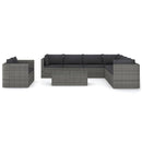 tsilova Tsilova Deutschland Gartenmöbel-Sets 10-tlg. Garten-Lounge-Set mit Kissen Poly Rattan Grau