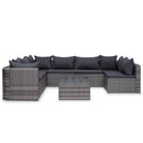 tsilova Tsilova Deutschland Gartenmöbel-Sets 10-tlg. Garten-Lounge-Set mit Kissen Poly Rattan Grau