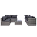 tsilova Tsilova Deutschland Gartenmöbel-Sets 10-tlg. Garten-Lounge-Set mit Kissen Poly Rattan Grau