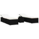 tsilova Tsilova Deutschland Sonnenliegen 3-tlg. Garten-Sonnenliegen mit Teetisch Poly Rattan Schwarz