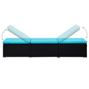 tsilova Tsilova Deutschland Sonnenliegen Sonnenliege mit Auflage und Teetisch Poly Rattan Blau