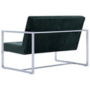 tsilova Tsilova Sofas 2-Sitzer-Sofa mit Armlehnen Dunkelgrün Chrom und Samt