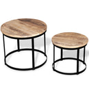 tsilova vidaXL Couchtische Zweiteiliges Couchtisch-Set Raues Mangoholz Rund 40cm/50cm