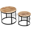 tsilova vidaXL Couchtische Zweiteiliges Couchtisch-Set Raues Mangoholz Rund 40cm/50cm