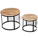 tsilova vidaXL Couchtische Zweiteiliges Couchtisch-Set Raues Mangoholz Rund 40cm/50cm
