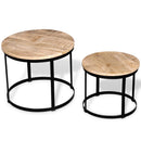 tsilova vidaXL Couchtische Zweiteiliges Couchtisch-Set Raues Mangoholz Rund 40cm/50cm