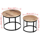tsilova vidaXL Couchtische Zweiteiliges Couchtisch-Set Raues Mangoholz Rund 40cm/50cm