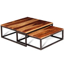 tsilova vidaXL Couchtische Zweiteiliges Satztisch-Set Couchtisch Massivholz