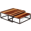 tsilova vidaXL Couchtische Zweiteiliges Satztisch-Set Couchtisch Massivholz