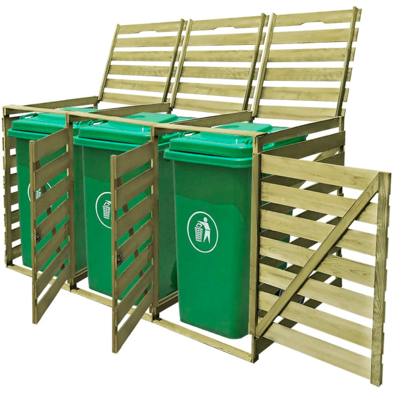 tsilova Tsilova Deutschland Abfallbehälter-Verkleidungen Mülltonnenbox für 3 Tonnen 240 L Imprägniertes Holz