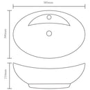 tsilova Tsilova Deutschland Badezimmer-Waschbecken Luxuriöses Keramik Waschbecken Oval + Überlauf 59 x 40cm