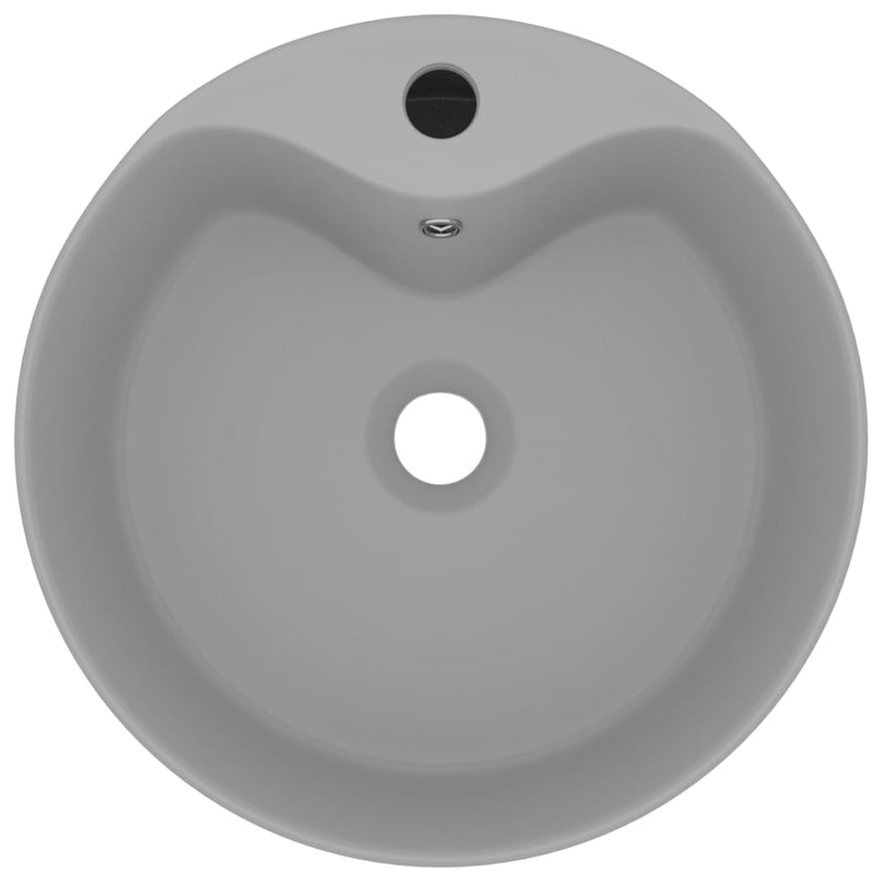 tsilova Tsilova Deutschland Badezimmer-Waschbecken Luxus-Waschbecken mit Überlauf Matt Hellgrau 36x13 cm Keramik