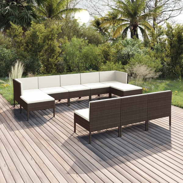 tsilova Tsilova Deutschland Gartenmöbel-Sets 10-tlg. Garten-Lounge-Set mit Auflagen Poly Rattan Braun