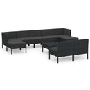 tsilova Tsilova Deutschland Gartenmöbel-Sets 10-tlg. Garten-Lounge-Set mit Auflagen Poly Rattan Schwarz