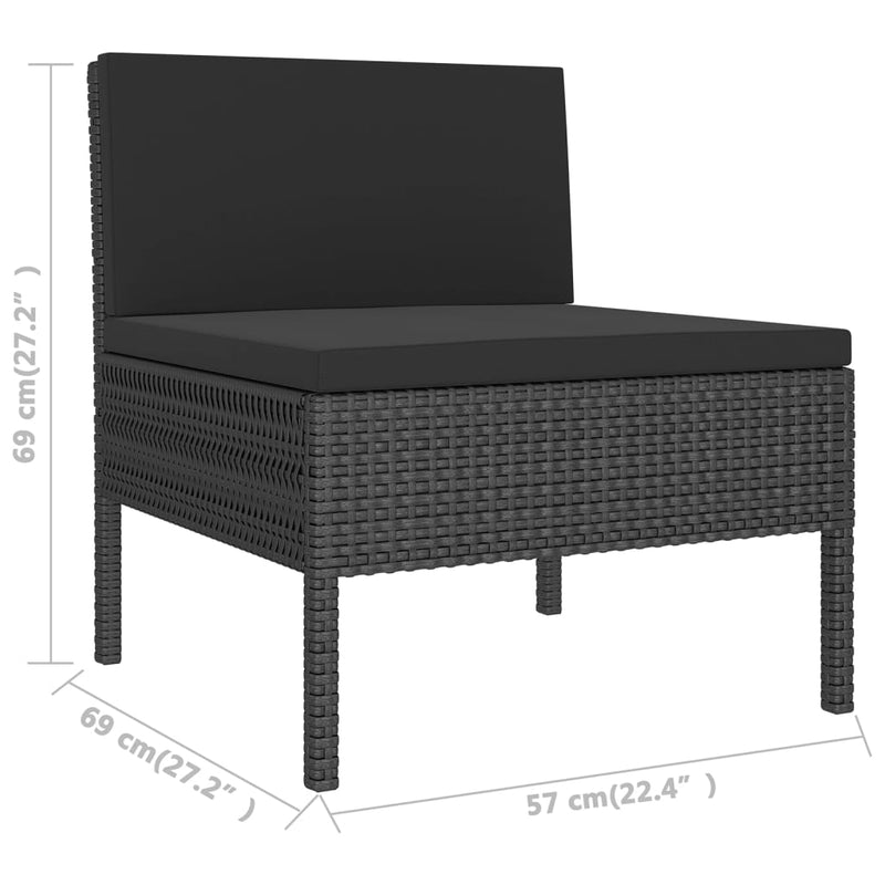 tsilova Tsilova Deutschland Gartenmöbel-Sets 10-tlg. Garten-Lounge-Set mit Auflagen Poly Rattan Schwarz