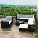 tsilova Tsilova Deutschland Gartenmöbel-Sets 10-tlg. Garten-Lounge-Set mit Auflagen Poly Rattan Schwarz