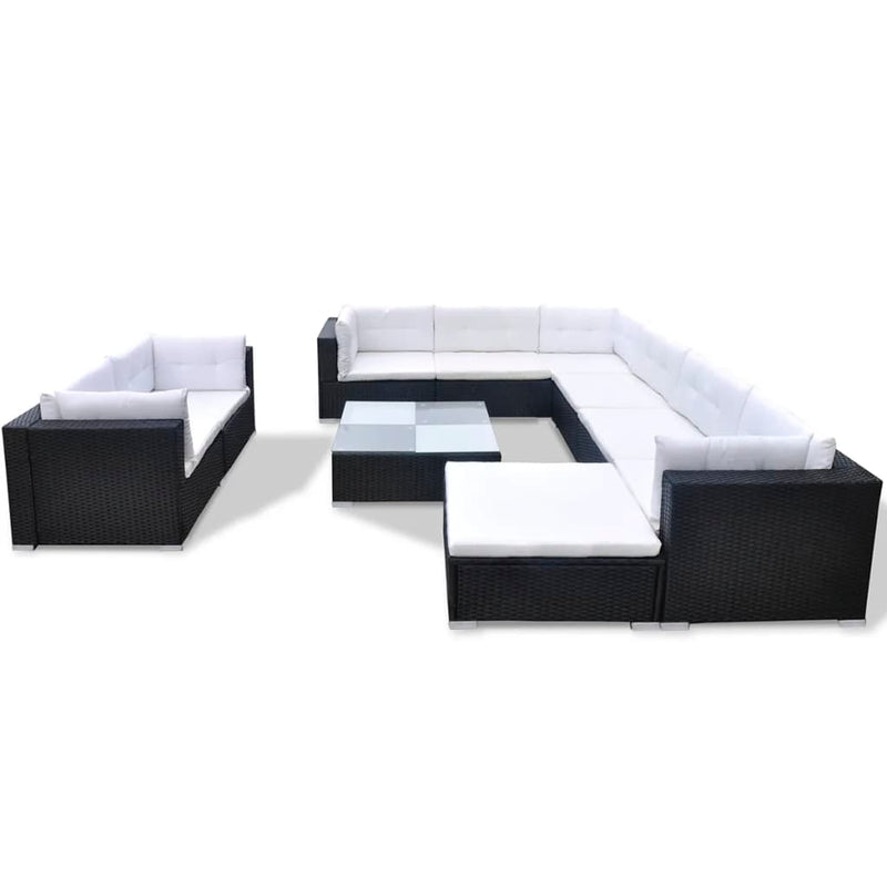 tsilova Tsilova Deutschland Gartenmöbel-Sets 10-tlg. Garten-Lounge-Set mit Auflagen Poly Rattan Schwarz