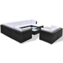 tsilova Tsilova Deutschland Gartenmöbel-Sets 10-tlg. Garten-Lounge-Set mit Auflagen Poly Rattan Schwarz