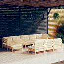 tsilova Tsilova Deutschland Gartenmöbel-Sets 10-tlg. Garten-Lounge-Set mit Creme Kissen Kiefernholz