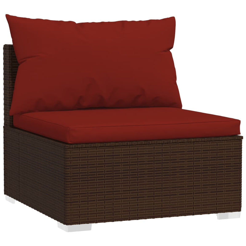 tsilova Tsilova Deutschland Gartenmöbel-Sets 10-tlg. Garten-Lounge-Set mit Kissen Braun Poly Rattan