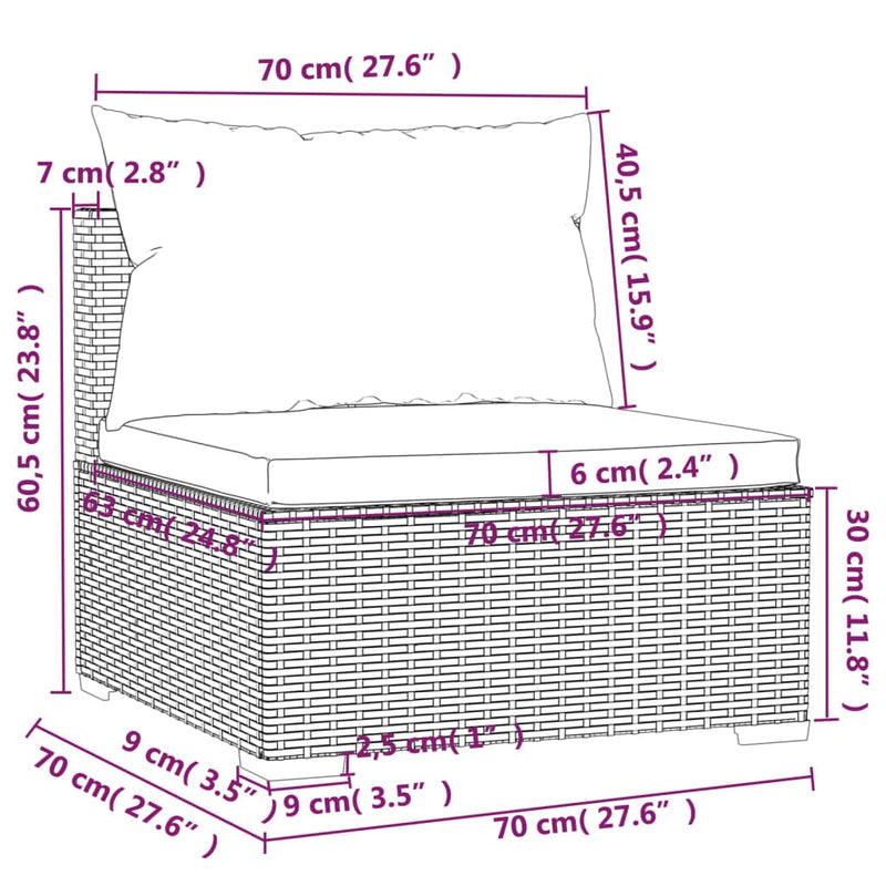 tsilova Tsilova Deutschland Gartenmöbel-Sets 10-tlg. Garten-Lounge-Set mit Kissen Braun Poly Rattan