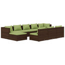 tsilova Tsilova Deutschland Gartenmöbel-Sets 10-tlg. Garten-Lounge-Set mit Kissen Braun Poly Rattan