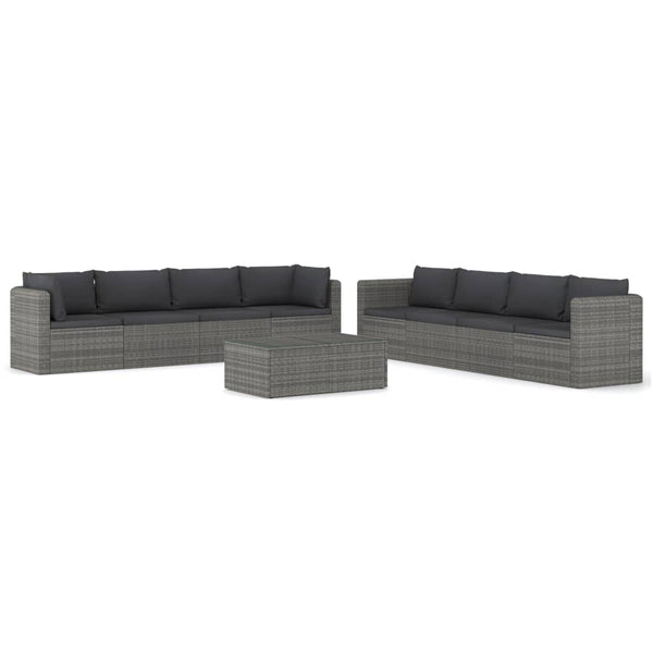 tsilova Tsilova Deutschland Gartenmöbel-Sets 9-tlg. Garten-Lounge-Set mit Kissen Poly Rattan Grau