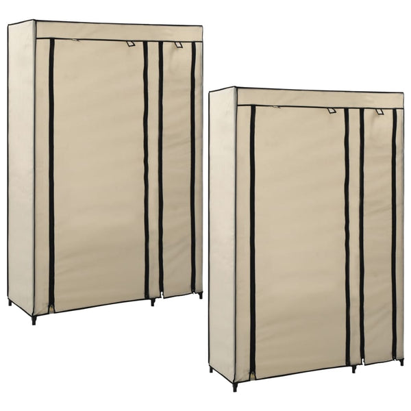 tsilova Tsilova Deutschland Kleiderschränke Faltschränke 2 Stk. Creme 110x45x175 cm Stoff