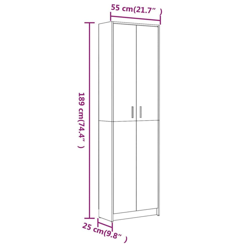 tsilova Tsilova Deutschland Kleiderschränke Garderobenschrank Braun Eiche-Optik 55x25x189 cm Holzwerkstoff