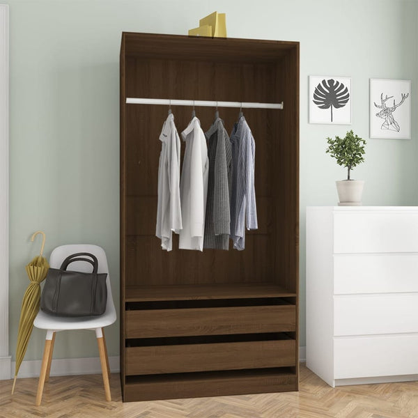 tsilova Tsilova Deutschland Kleiderschränke Kleiderschrank Braun Eiche-Optik 100x50x200 cm Holzwerkstoff