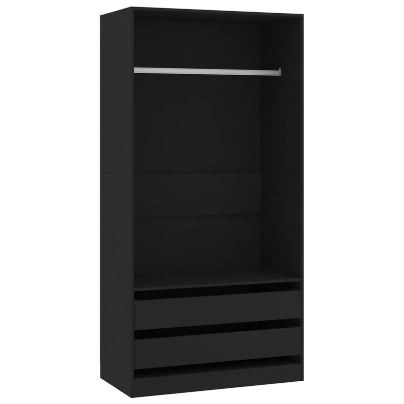 tsilova Tsilova Deutschland Kleiderschränke Kleiderschrank Schwarz 100x50x200 cm Holzwerkstoff