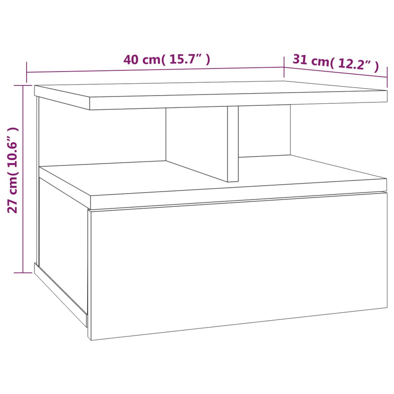 tsilova Tsilova Deutschland Nachttische Nachttisch 2 Stk. Hängend Braun Eiche 40x31x27 cm Holzwerkstoff