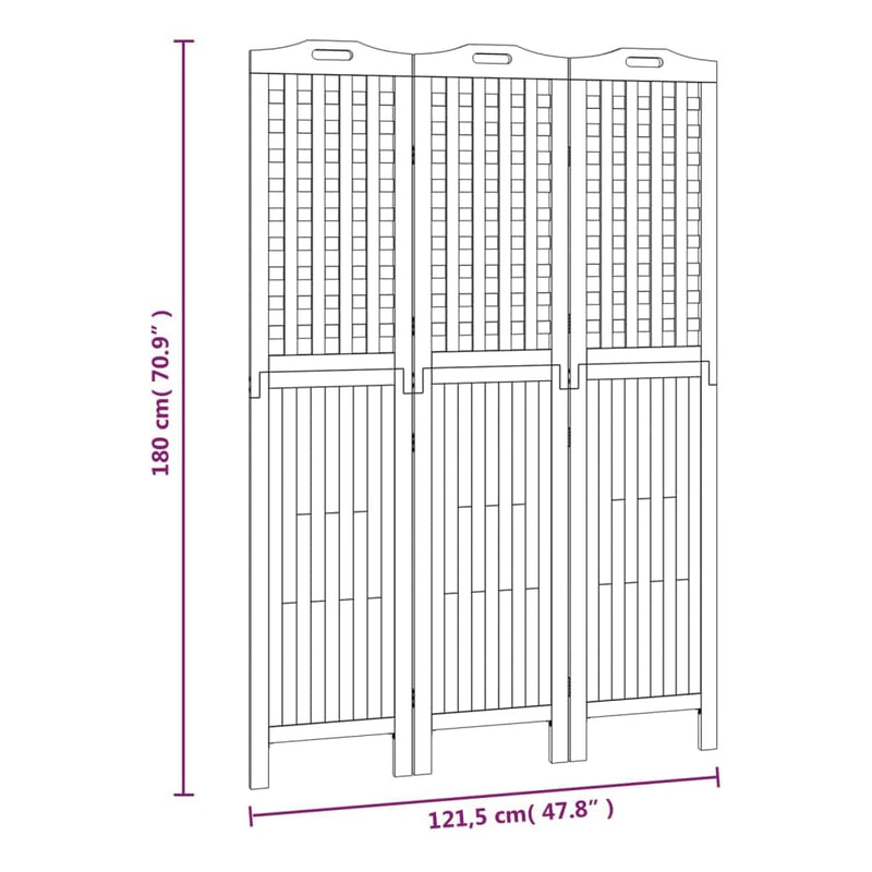 tsilova Tsilova Deutschland Raumteiler 3-tlg. Paravent 121,5x2x180 cm Massivholz Akazie