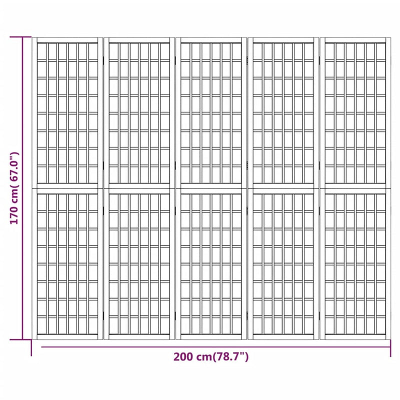 tsilova Tsilova Deutschland Raumteiler 5-tlg. Paravent Japanischer Stil Faltbar 200x170 cm Schwarz