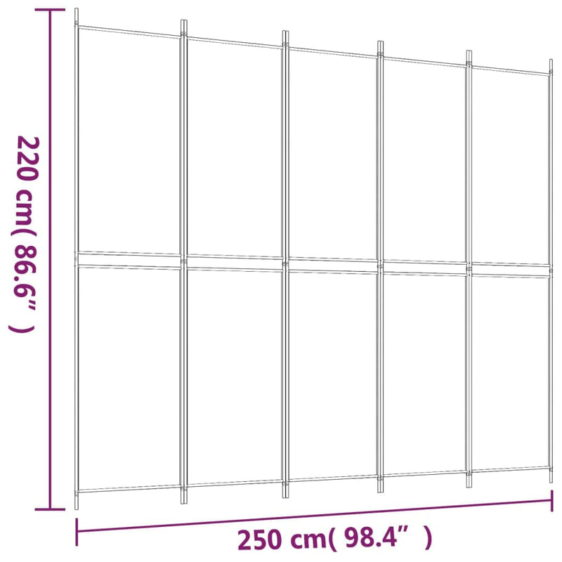 tsilova Tsilova Deutschland Raumteiler 5-tlg. Paravent Schwarz 250x220 cm Stoff