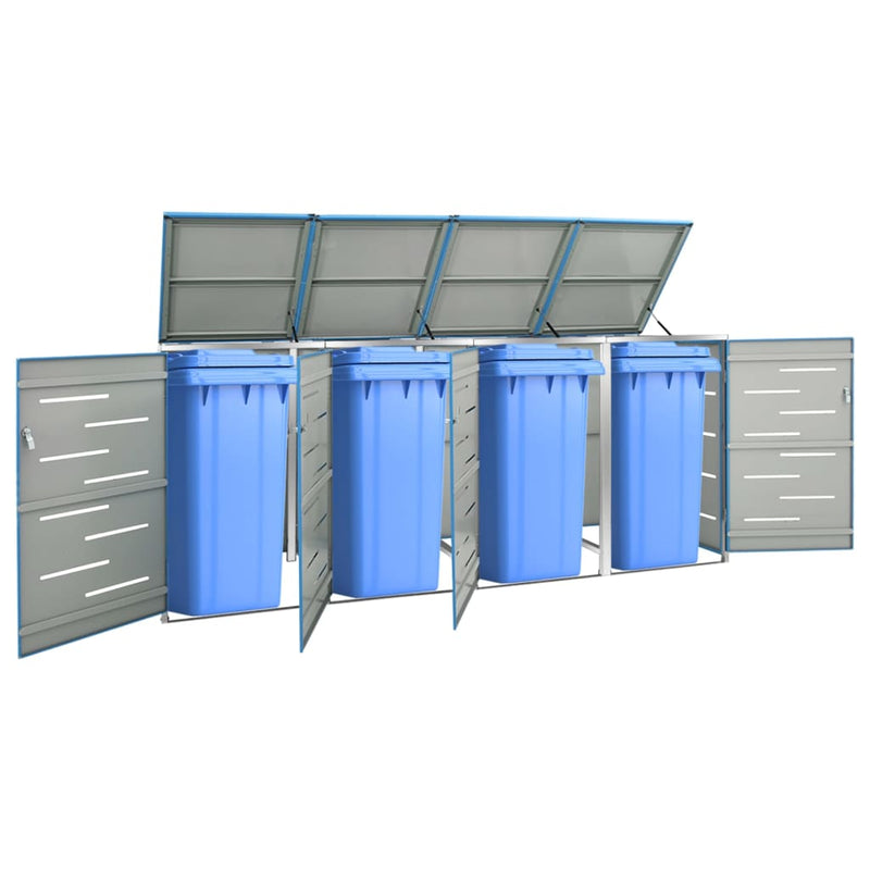 tsilova vidaXL Abfallbehälter-Verkleidungen Mülltonnenbox für 4 Tonnen 276,5x77,5x115,5 cm Edelstahl