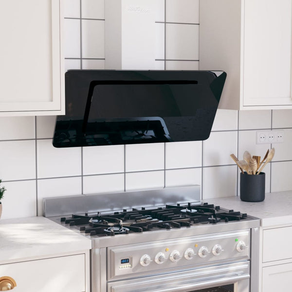 tsilova vidaXL Abzugshauben Dunstabzugshaube 90 cm Edelstahl und Hartglas Schwarz