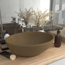 tsilova vidaXL Badezimmer-Waschbecken Luxuriöses Ovales Waschbecken Matt Creme 40x33 cm Keramik