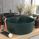 tsilova vidaXL Badezimmer-Waschbecken Luxus-Waschbecken mit Überlauf Matt Dunkelgrün 36x13 cm Keramik