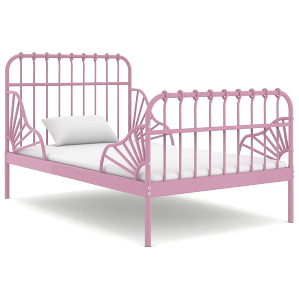 tsilova vidaXL Betten & Bettgestelle Ausziehbett Rosa Metall 80x130/200 cm