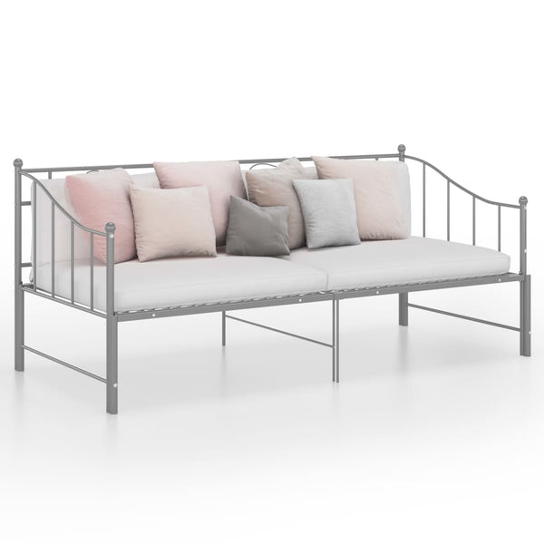 tsilova vidaXL Betten & Bettgestelle Ausziehsofa Bettgestell Grau Metall 90x200 cm