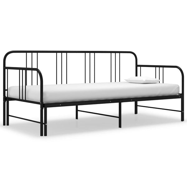 tsilova vidaXL Betten & Bettgestelle Ausziehsofa Bettgestell Schwarz Metall 90x200 cm